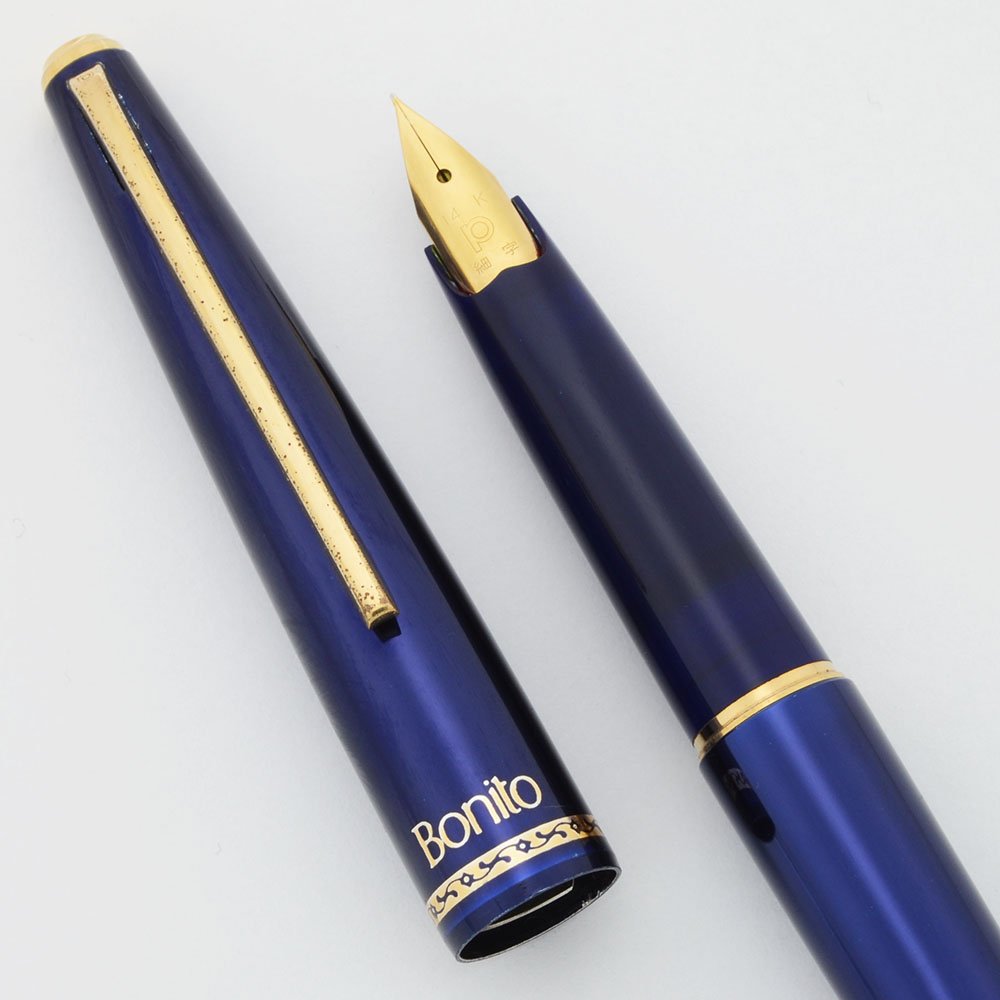 Platinum Bonito Fountain Pen - Blue, GP Trim, 14k Fine Nib (Very